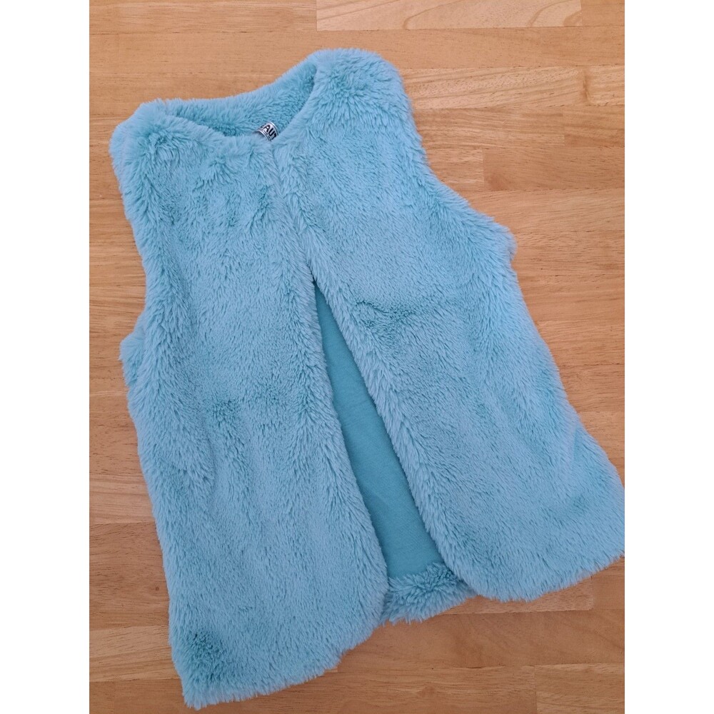 Beautees Aqua Blue Faux Fur Vest Girls Small Soft Cozy Lined